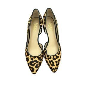 Franco Sarto Felice 2 Pumps Size 8 Leopard Hair Calf Leather D'Orsay Wedge Shoes